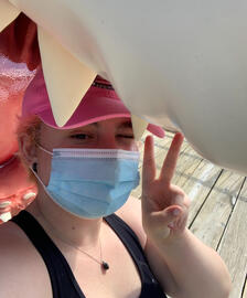 A selfie of me in Universal Studios standing in Bruce the Sharks mouth